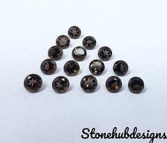 3MM, 3.50MM, 4MM, 4.50MM, 5MM, 6MM Natural Smoky Quartz Faceted Round Cut Gemstone, AAA Smoky Quartz Round Loose Calibrated Cut For Jewelry