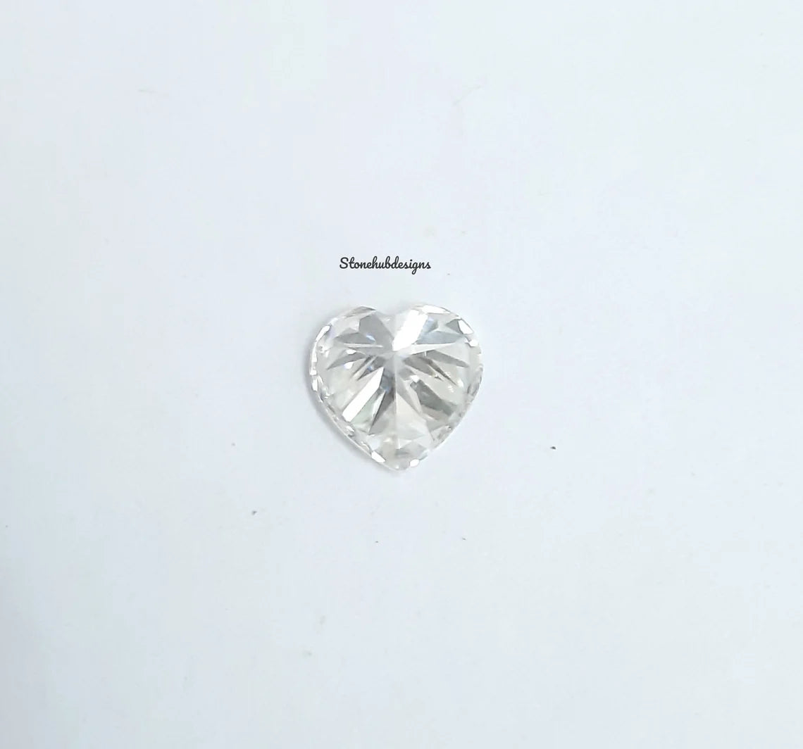 Moissanite Faceted Heart Cut Gemstone, AAA D Color White Moissanite Faceted Heart Shape Cut Gemstone For Jewelry