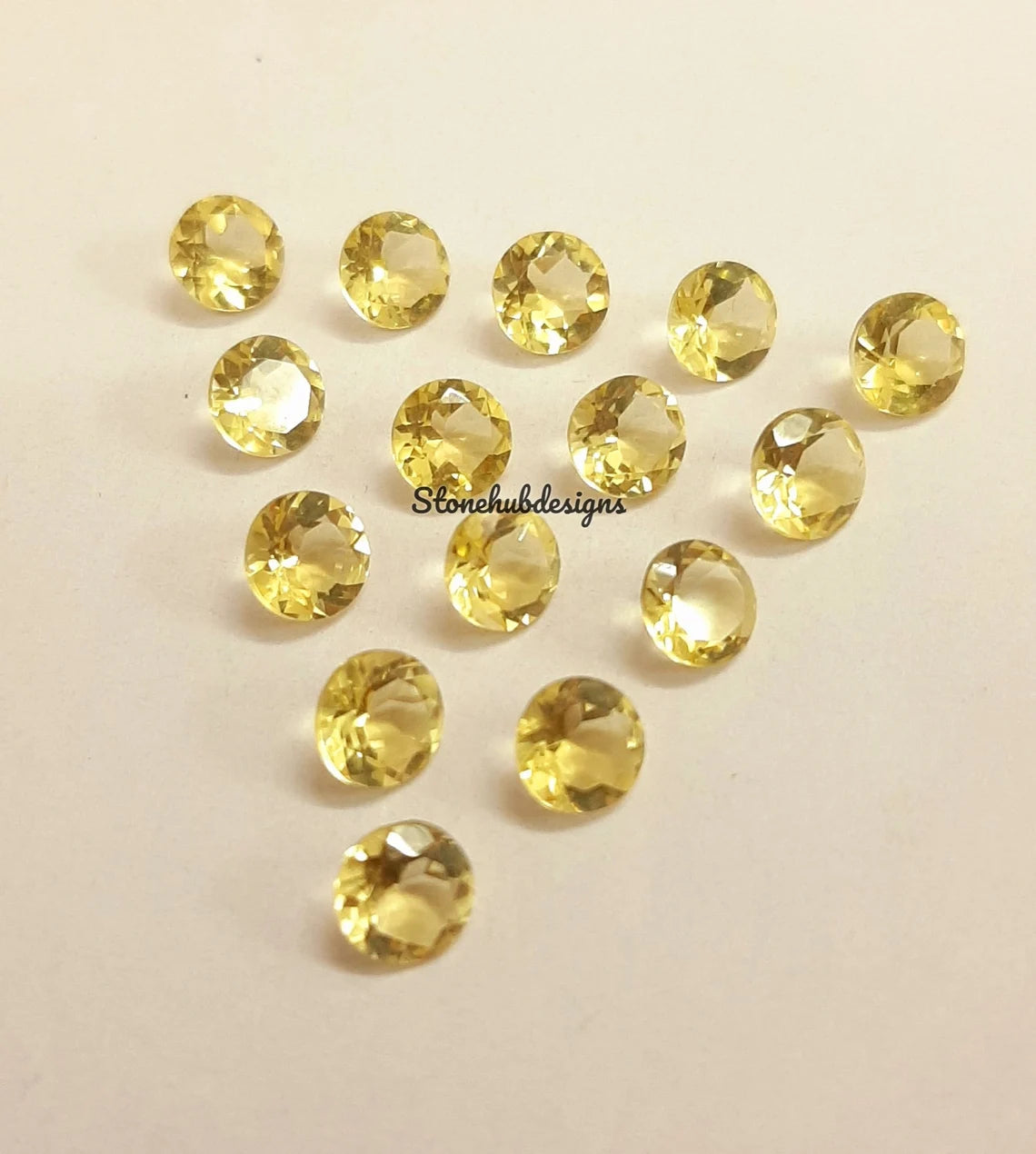 3MM, 3.50MM, 4MM, 4.50MM, 5MM Natural Lemon Quartz Faceted Round Cut Stone, AAA Lemon Quartz Round Loose Calibrated Cut Gemstone For Jewelry