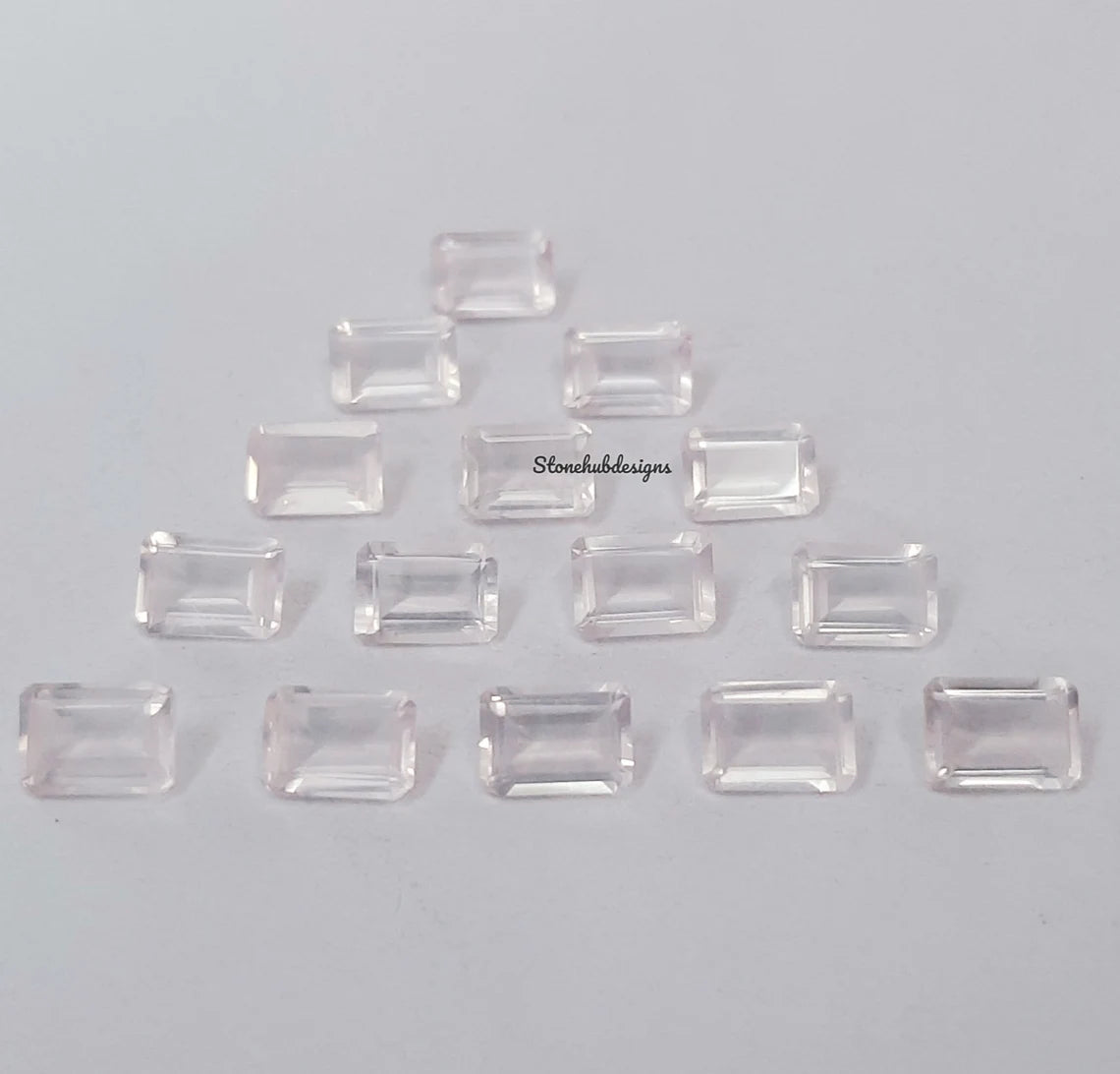 4X6MM, 5X7MM, 6X8MM, 7X9MM, 8X10MM Natural Rose Quartz Faceted Octagon Cut Gemstone, AAA Rose Quartz Octagon cut For Jewelry Making