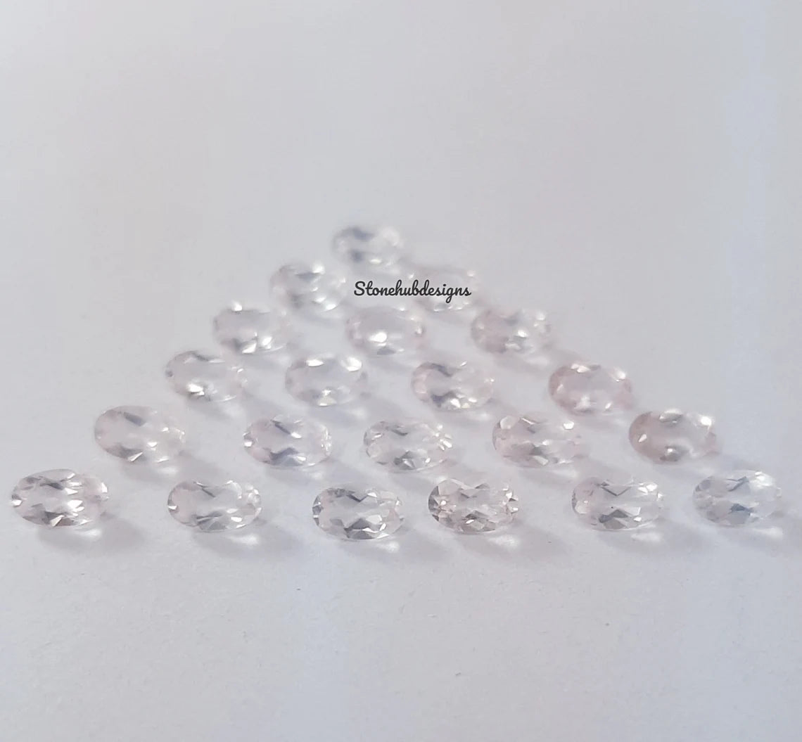 Natural Rose Quartz Faceted Oval Cut Gemstone, AAA Pink Rose Quartz Faceted Oval Cut Gemstone For Jewelry Making
