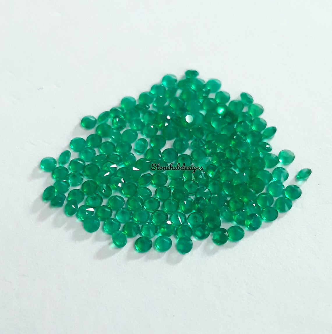 5 pieces 1MM, 1.50MM Natural GREEN ONYX Faceted Round Cut gemstone, AAA Green Onyx Faceted Loose Calibrated Round Cut For Jewelry Making