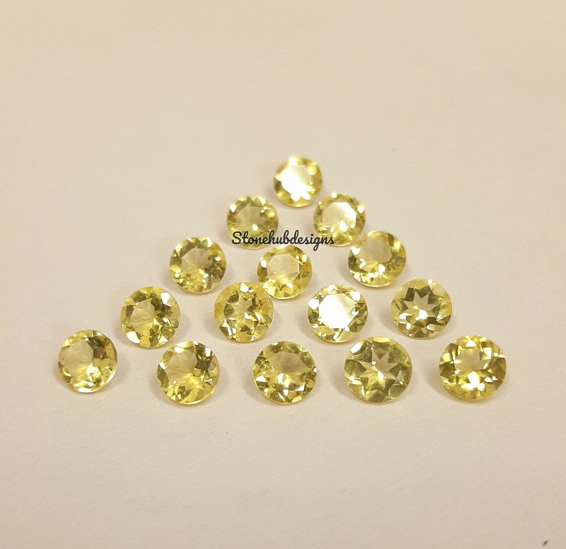 3MM, 3.50MM, 4MM, 4.50MM, 5MM Natural Lemon Quartz Faceted Round Cut Stone, AAA Lemon Quartz Round Loose Calibrated Cut Gemstone For Jewelry