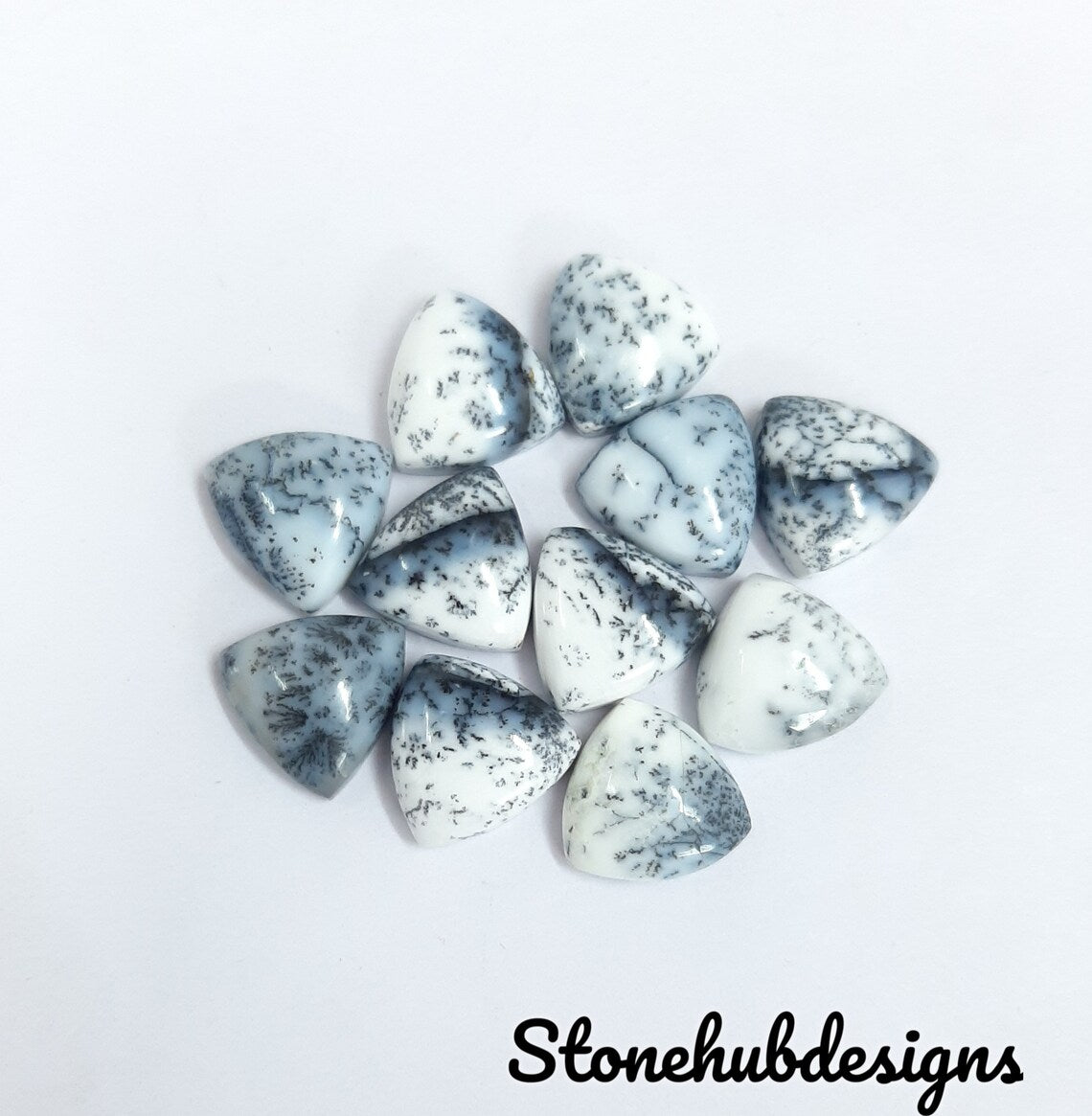 Natural Dendrite Opal Smooth Trillion Cabochon Gemstone, CALIBRATED Loose Stone Cab, AAA Dendrite Opal Smooth Trillion Cabs For Jewelry