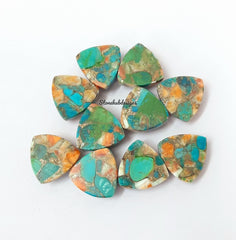 5MM-20MM Natural Oyster Copper Turquoise Trillion Cabochon Gemstone, AAA Oyster Copper Turquoise Cabochon Trillion Calibrated For Jewelry