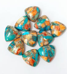 5MM-20MM Natural Oyster Copper Turquoise Trillion Cabochon Gemstone, AAA Oyster Copper Turquoise Cabochon Trillion Calibrated For Jewelry