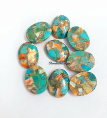 4x6MM-20x30MM Natural Oyster Copper Turquoise Oval Cabochon Gemstone, AAA Oyster Copper Turquoise Cabochon Oval Calibrated Loose For Jewelry