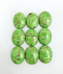 4x6MM-20x30MM Natural Green Copper Turquoise Oval Cabochon Gemstone, AAA Green Copper Turquoise Cabochon Oval Calibrated Loose For Jewelry