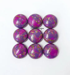 3MM-20MM Natural Purple Copper Turquoise Round Cabochon Gemstone, AAA Copper Turquoise Cabochon Round Calibrated Loose For Jewelry