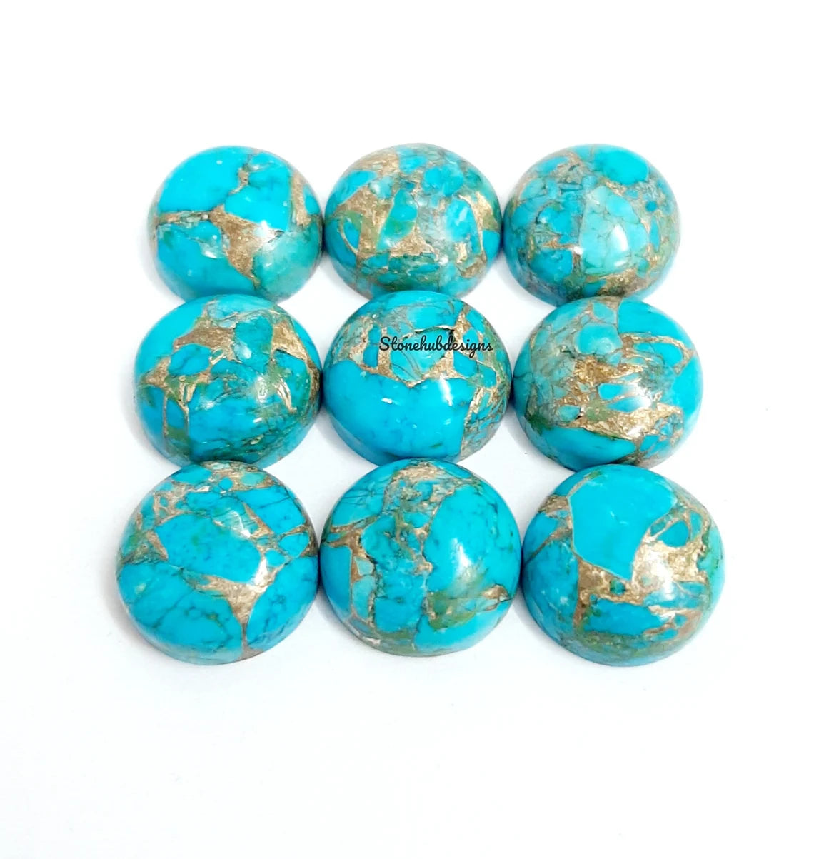 3MM-20MM Natural Blue Copper Turquoise Round Cabochon Gemstone, AAA Blue Copper Turquoise Cabochon Round Calibrated Loose For Jewelry