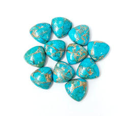 5MM-20MM Natural Blue Copper Turquoise Trillion Cabochon Gemstone, AAA Blue Copper Turquoise Smooth Trillion Cabochon Loose For Jewelry
