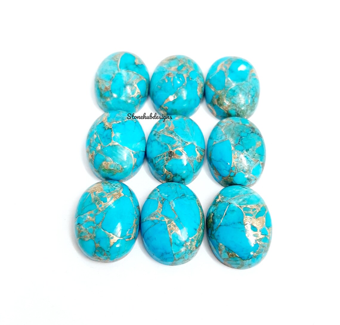 4x6MM-20x30MM Natural Blue Copper Turquoise Oval Cabochon Gemstone, AAA Blue Copper Turquoise Cabochon Oval Calibrated Loose For Jewelry