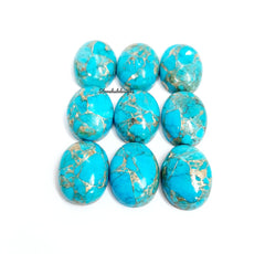 4x6MM-20x30MM Natural Blue Copper Turquoise Oval Cabochon Gemstone, AAA Blue Copper Turquoise Cabochon Oval Calibrated Loose For Jewelry