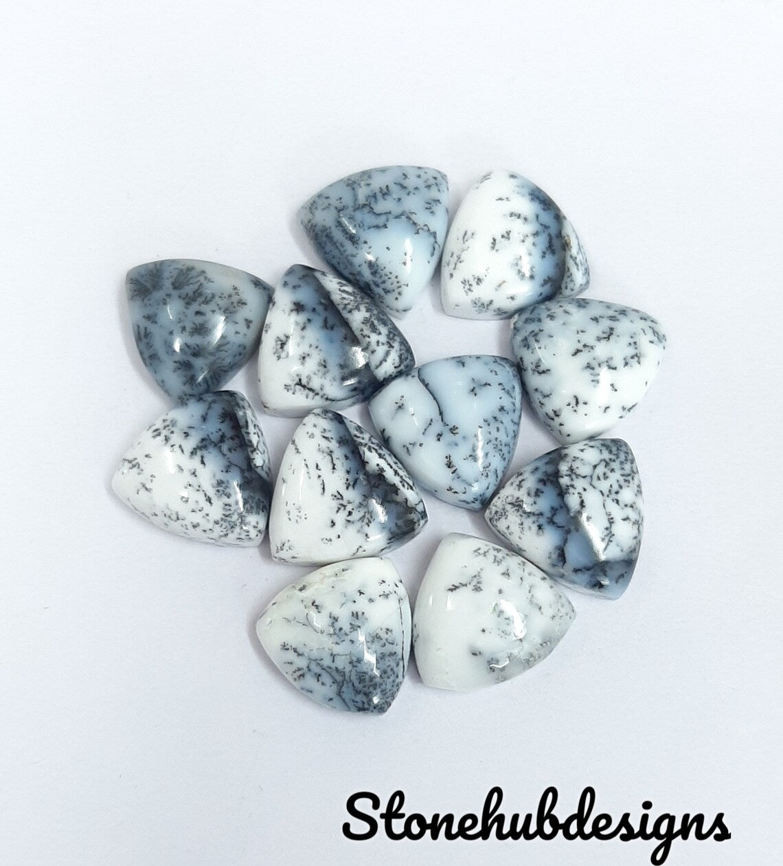 Natural Dendrite Opal Smooth Trillion Cabochon Gemstone, CALIBRATED Loose Stone Cab, AAA Dendrite Opal Smooth Trillion Cabs For Jewelry