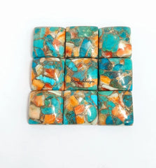 5MM-20MM Natural Oyster Copper Turquoise Square Cabochon Gemstone, AAA Oyster Copper Turquoise Smooth Square Cabochon Calibrated For Jewelry