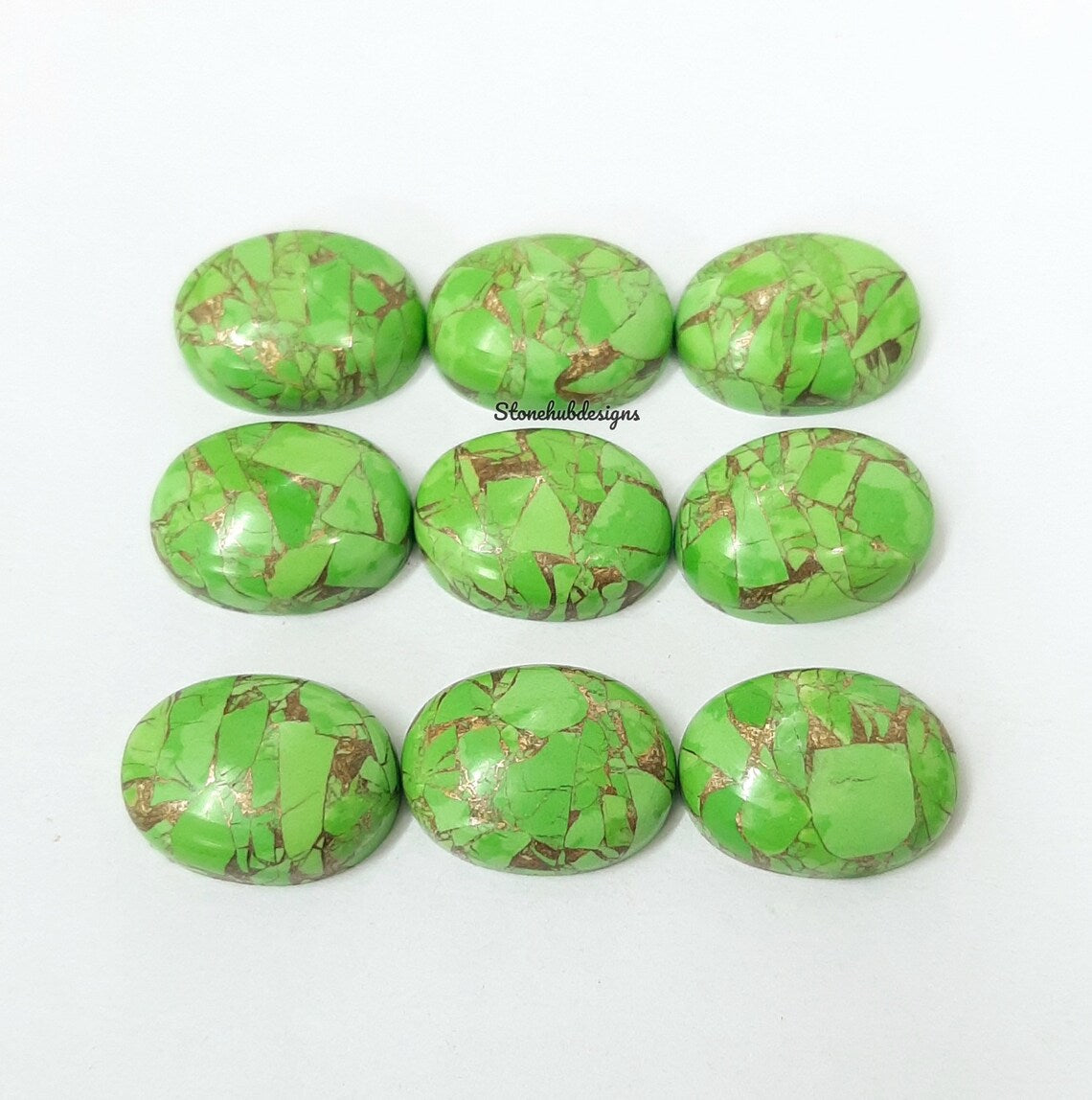 4x6MM-20x30MM Natural Green Copper Turquoise Oval Cabochon Gemstone, AAA Green Copper Turquoise Cabochon Oval Calibrated Loose For Jewelry