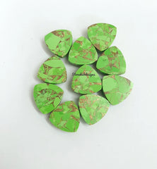 5MM-20MM Natural Green Copper Turquoise Trillion Cabochon Gemstone, AAA Green Copper Turquoise Cabochon Trillion Calibrated For Jewelry