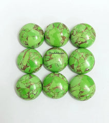 Natural Green Copper Turquoise Round Flat Back Cabochon Calibrated Size Loose Gemstone 3,4,5,6,7,8,9,10,11,12,13,14,15,16,17,18,19,20 MM