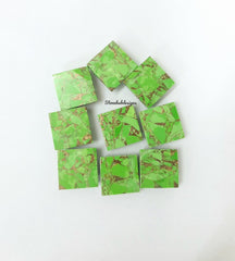 5MM-20MM Natural Green Copper Turquoise Square Cabochon Gemstone, AAA Green Copper Turquoise Cabochon Square Calibrated For Jewelry