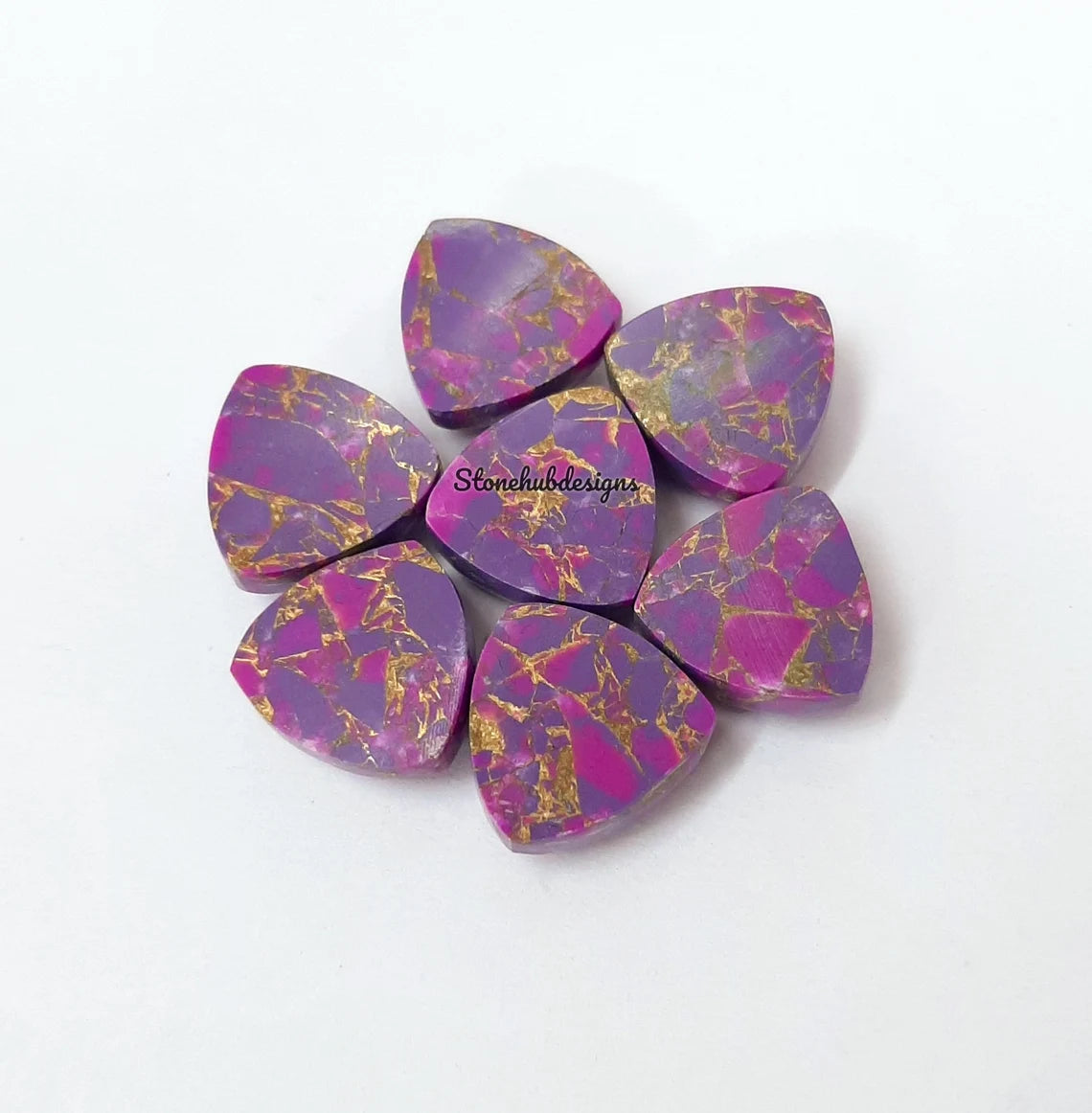 5MM-20MM Natural Purple Copper Turquoise Trillion Cabochon Gemstone, AAA Purple Copper Turquoise Cabochon Trillion Calibrated For Jewelry