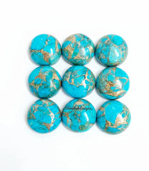 3MM-20MM Natural Blue Copper Turquoise Round Cabochon Gemstone, AAA Blue Copper Turquoise Cabochon Round Calibrated Loose For Jewelry