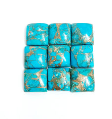 5MM-20MM Natural Blue Copper Turquoise Square Cabochon Gemstone, AAA Blue Copper Turquoise Cabochon Square Calibrated For Jewelry