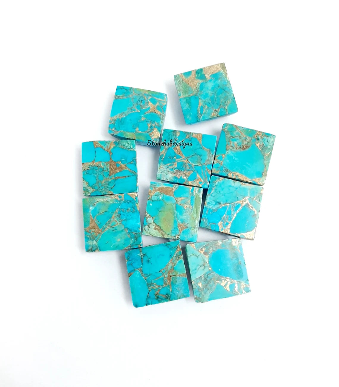 5MM-20MM Natural Blue Copper Turquoise Square Cabochon Gemstone, AAA Blue Copper Turquoise Cabochon Square Calibrated For Jewelry
