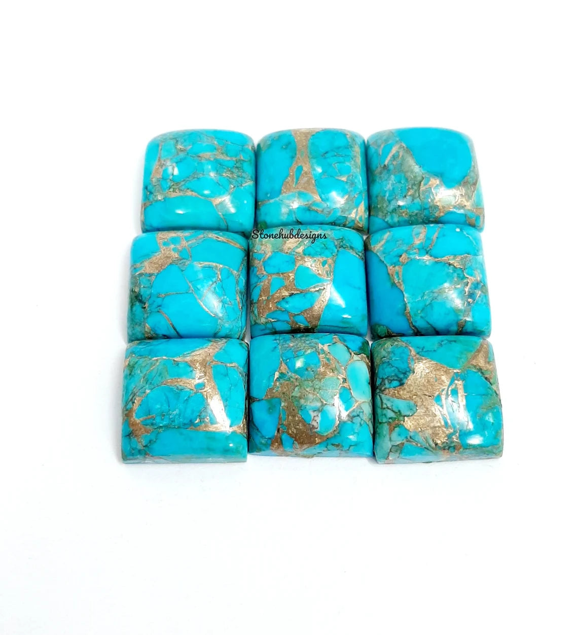 5MM-20MM Natural Blue Copper Turquoise Square Cabochon Gemstone, AAA Blue Copper Turquoise Cabochon Square Calibrated For Jewelry