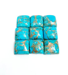 5MM-20MM Natural Blue Copper Turquoise Square Cabochon Gemstone, AAA Blue Copper Turquoise Cabochon Square Calibrated For Jewelry