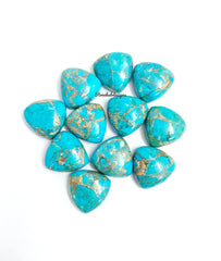 5MM-20MM Natural Blue Copper Turquoise Trillion Cabochon Gemstone, AAA Blue Copper Turquoise Smooth Trillion Cabochon Loose For Jewelry