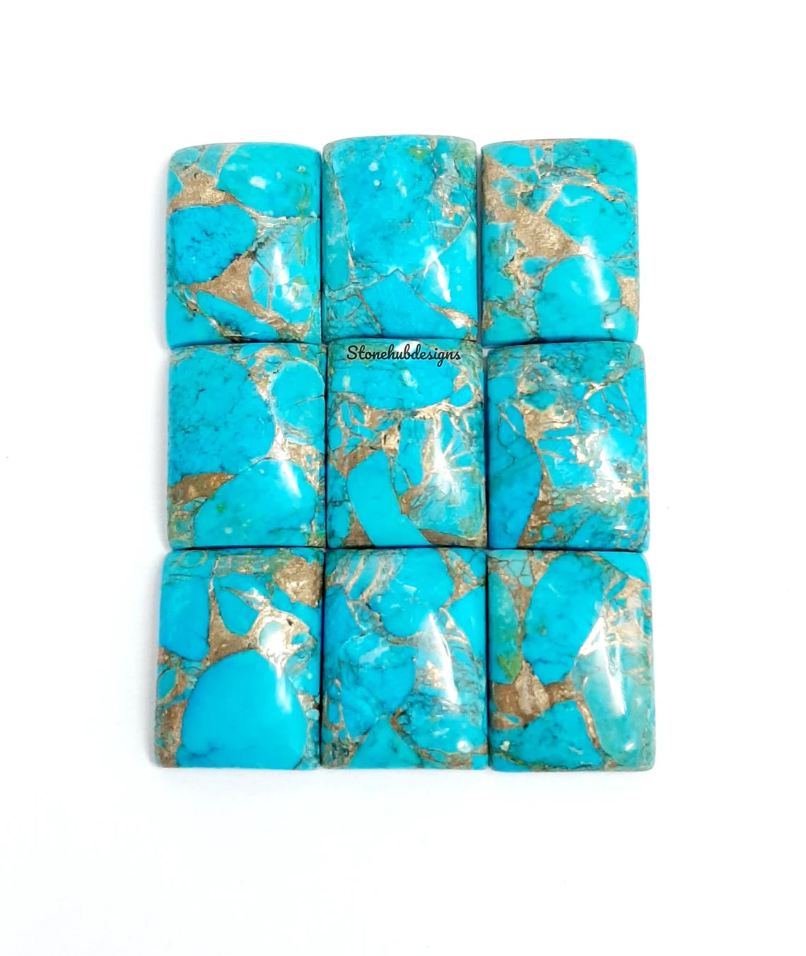 Natural Blue Copper Turquoise Octagon Cabochon Gemstone, AAA Blue Copper Turquoise Smooth Cabochon Octagon Calibrated For Jewelry