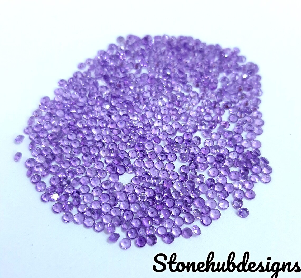 1MM, 1.25MM, 1.5MM Natural African Amethyst Faceted Round Cut Stone, AAA Purple Amethyst Faceted Loose Tiny Round Cut Stone for Jewelry