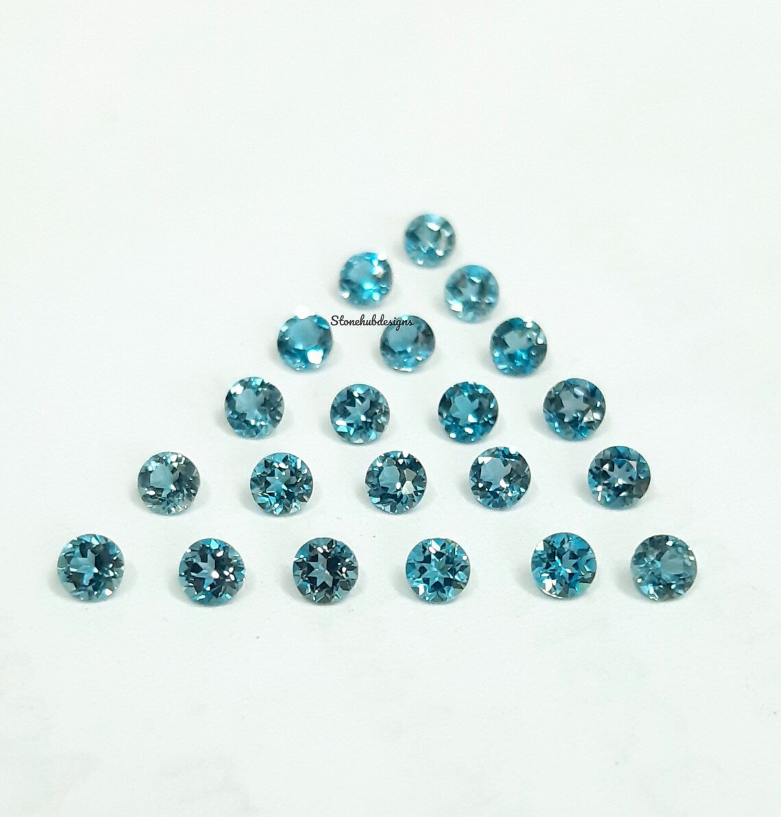 3MM, 3.50MM, 4MM, 4.50MM, 5MM Natural London Blue Topaz Faceted Round Gemstone, AAA London Topaz Faceted Round Calibrated Stone for Jewelry