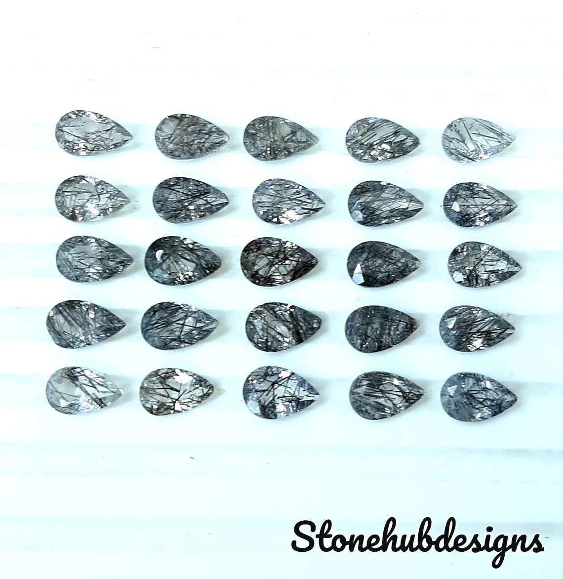 4x6MM to 8x12MM Natural Black Rutile Quartz Faceted Pear Cut Gemstone, AAA Rutile Quartz faceted Pear Gemstone For Jewelry