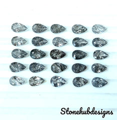 4x6MM to 8x12MM Natural Black Rutile Quartz Faceted Pear Cut Gemstone, AAA Rutile Quartz faceted Pear Gemstone For Jewelry