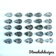 4x6MM to 8x12MM Natural Black Rutile Quartz Faceted Pear Cut Gemstone, AAA Rutile Quartz faceted Pear Gemstone For Jewelry