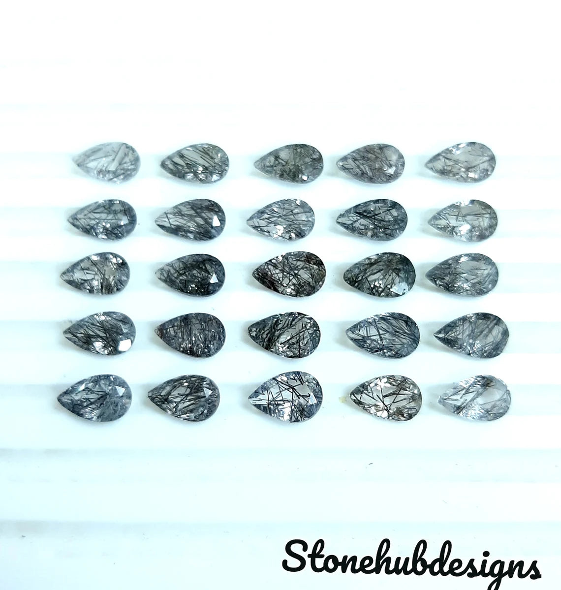 4x6MM to 8x12MM Natural Black Rutile Quartz Faceted Pear Cut Gemstone, AAA Rutile Quartz faceted Pear Gemstone For Jewelry