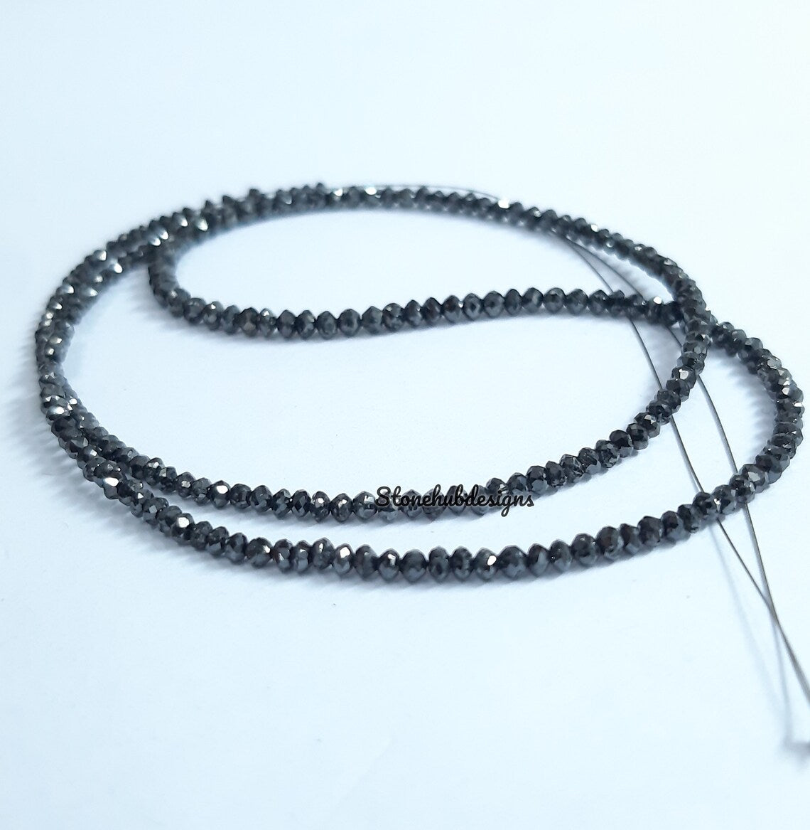 Natural Black Diamond Faceted Rondelle Beads, Black Diamond Necklace, Diamond Faceted Beads, AAA Natural Black Diamond For Jewelry