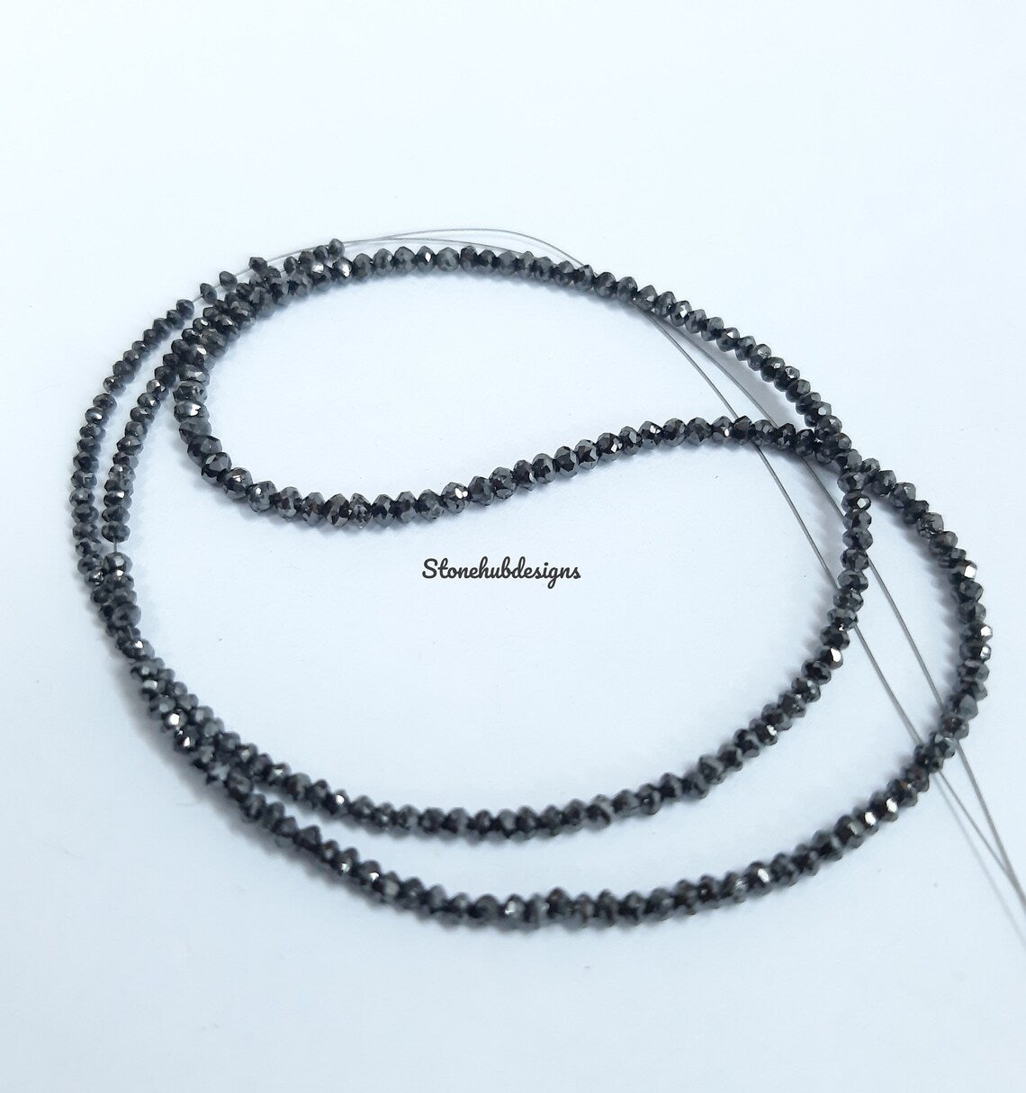 Natural Black Diamond Faceted Rondelle Beads, Black Diamond Necklace, Diamond Faceted Beads, AAA Natural Black Diamond For Jewelry