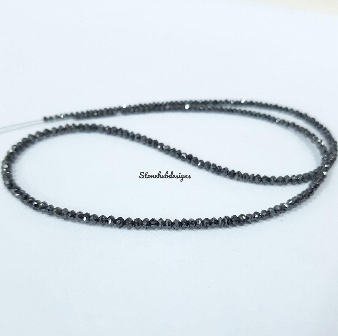 Natural Black Diamond Faceted Rondelle Beads, Black Diamond Necklace, Diamond Faceted Beads, AAA Natural Black Diamond For Jewelry