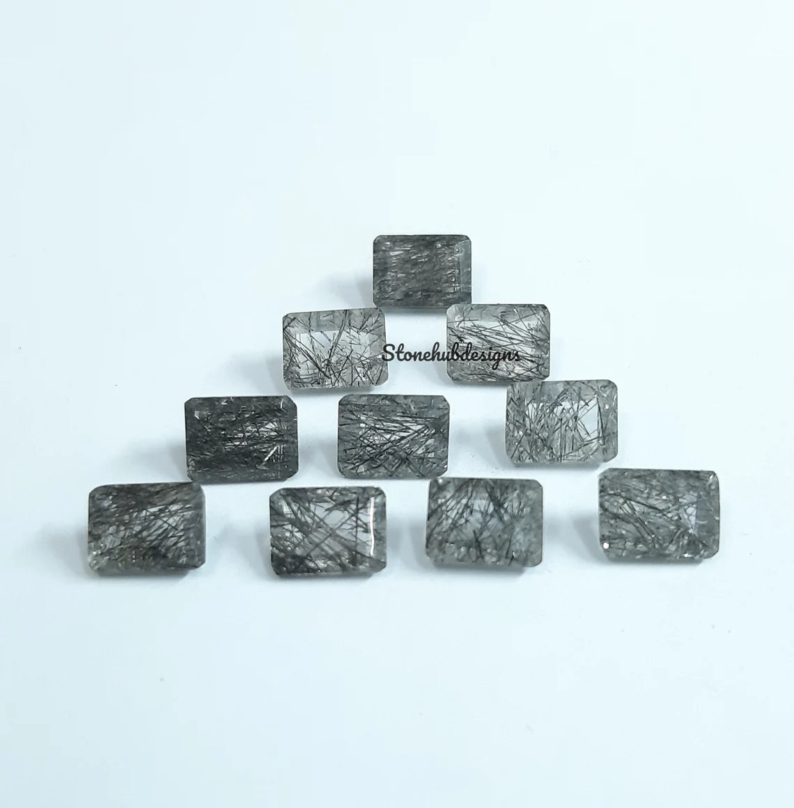 5X7MM, 6X8MM, 7X9MM, 8X10MM Natural Black Rutile Faceted Octagon Cut Gemstone, AAA Quality Black Rutile Quartz Octagon Cut stone for jewelry