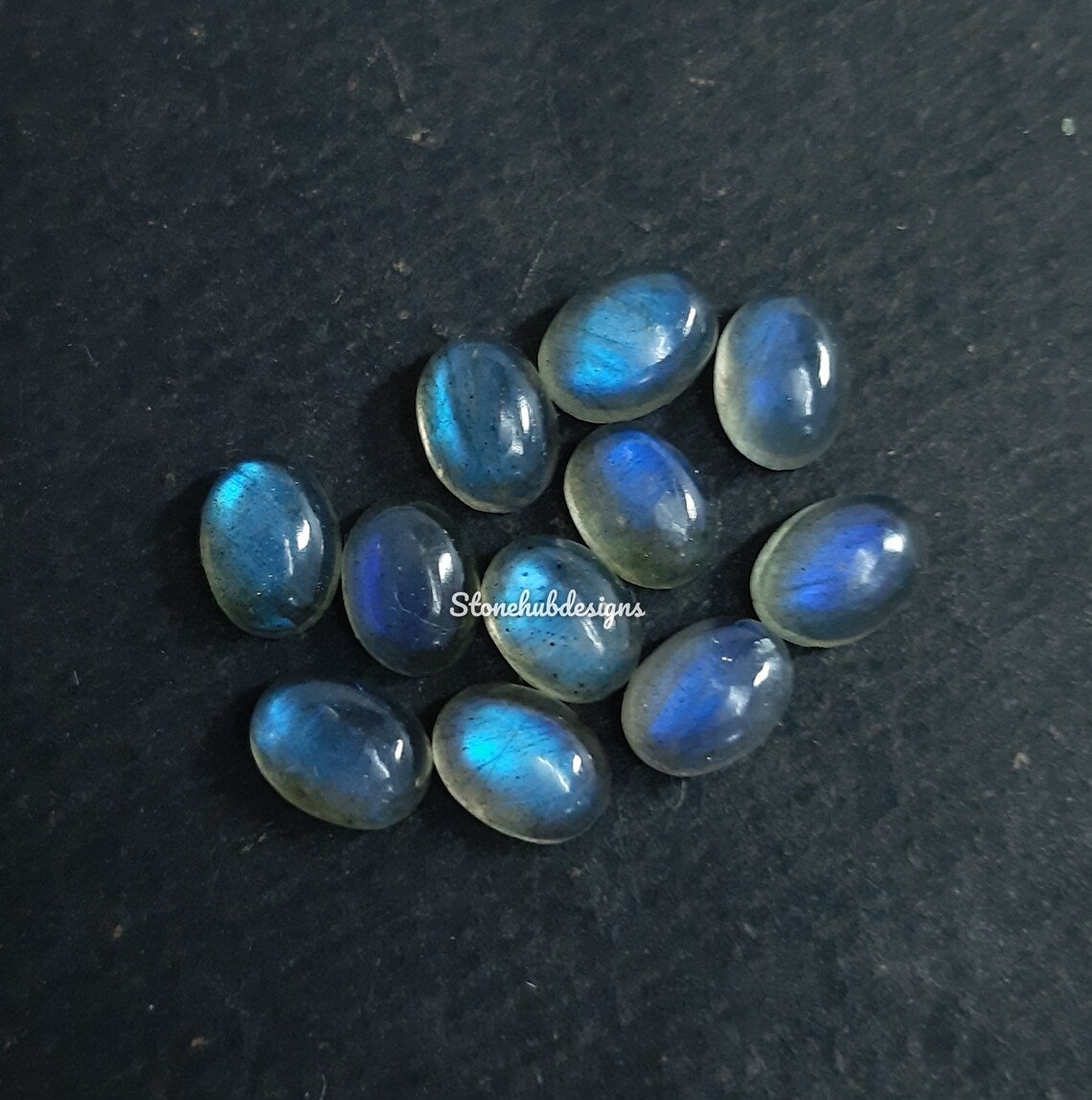 10 pieces Natural Labradorite Smooth Oval Cabochon loose gemstone, AAA Quality Blue Flash Labradorite Smooth Oval Stone for jewelry