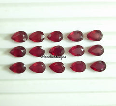 3X4MM, 3X5MM, 4X6MM, 5X7MM RUBY Faceted Pears Cut Loose Gemstone, AAA Quality Glass Field Ruby Faceted Pear Loose Gemstone For Jewelry