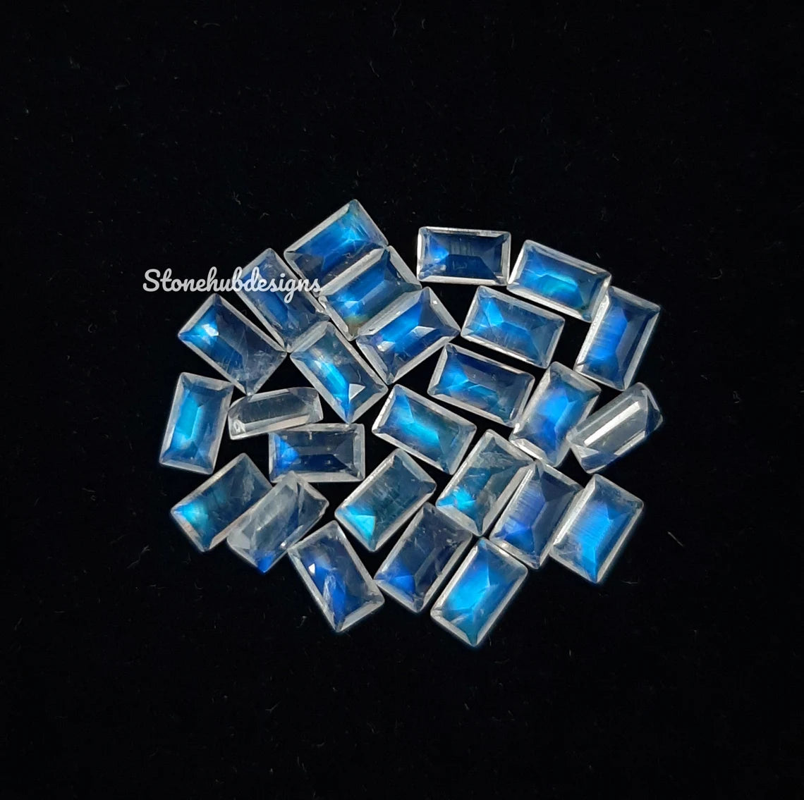 Natural Moonstone Faceted Octagon Cut Gemstone, AAA blue flash Moonstone Faceted Octagon Cut gemstone for Jewelry