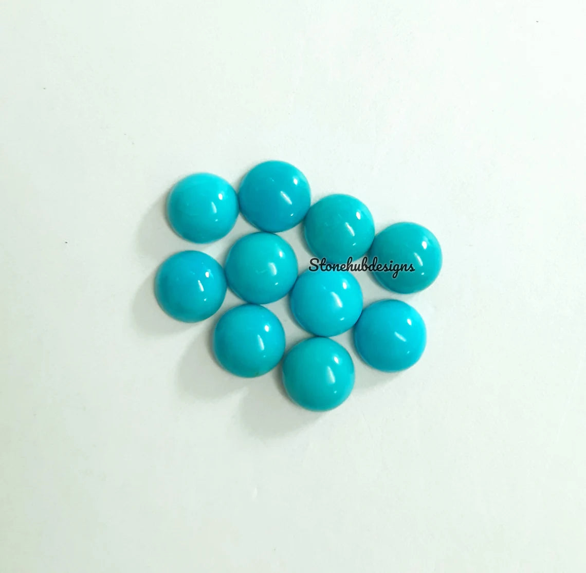 7MM, 8MM, 9MM, 10MM Natural Turquoise Cabochon Round Gemstone, AAA Sleeping beauty Arizona Turquoise Smooth Round Cabs for Fine Jewelry