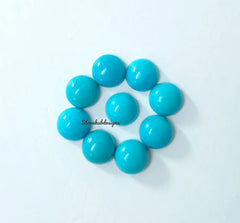 7MM, 8MM, 9MM, 10MM Natural Turquoise Cabochon Round Gemstone, AAA Sleeping beauty Arizona Turquoise Smooth Round Cabs for Fine Jewelry