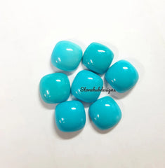 5MM, 6MM, 7MM, 8MM, 9MM, 10MM Natural Turquoise Cushion Cabochon Gemstone, AAA Sleeping beauty Turquoise Smooth Cushion Cab for Fine Jewelry