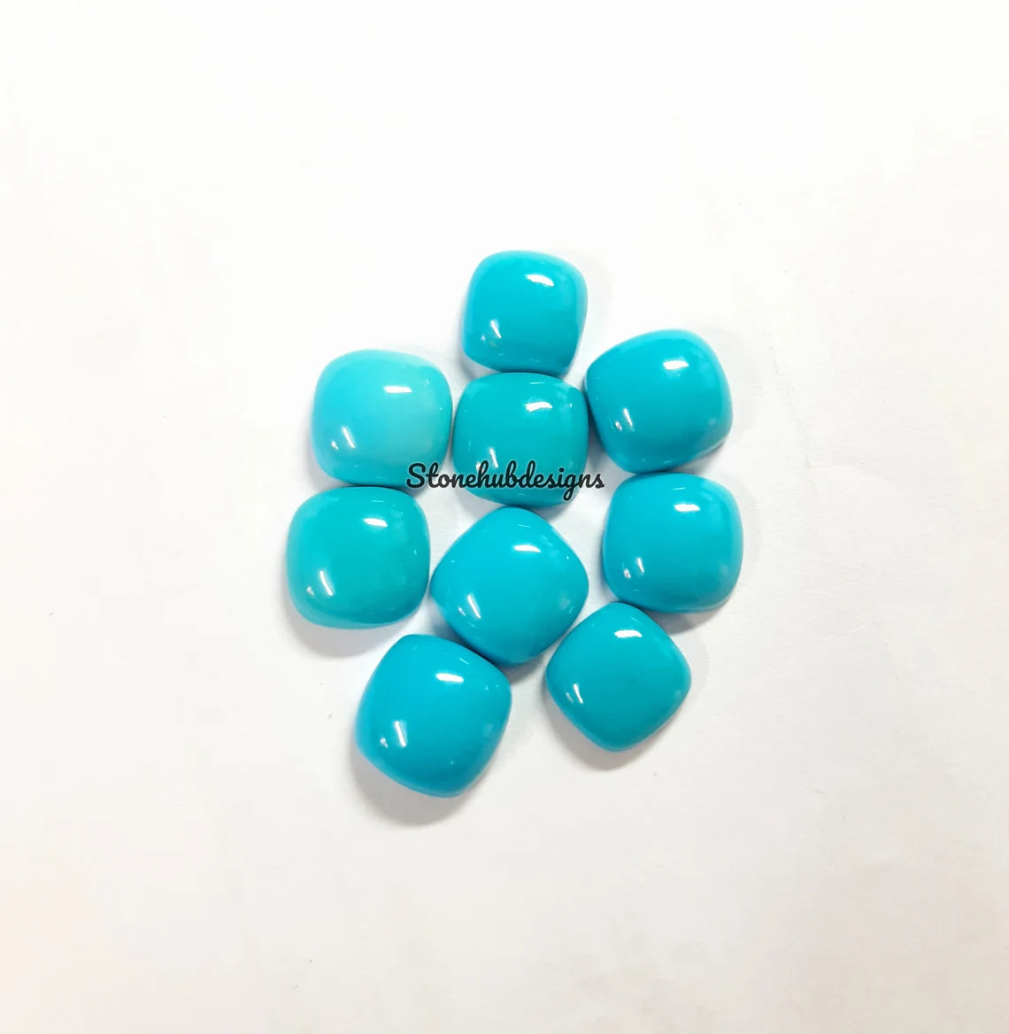5MM, 6MM, 7MM, 8MM, 9MM, 10MM Natural Turquoise Cushion Cabochon Gemstone, AAA Sleeping beauty Turquoise Smooth Cushion Cab for Fine Jewelry