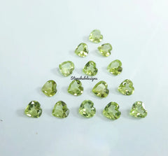4MM, 5MM, 6MM Natural Peridot Faceted Heart Cut Gemstone, AAA Green Peridot Heart Cut Calibrated Size loose Gemstone for jewelry