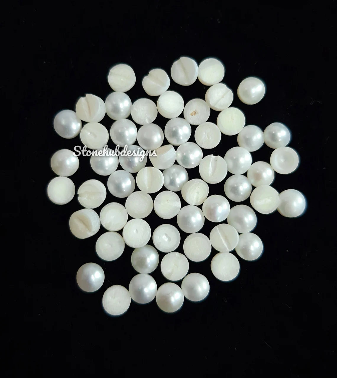 3MM, 4MM, 5MM Natural Fresh Water White Pearl Round Cabochon Gemstone, AAA White Pearl Round Flat back Cabochon Loose stone For Jewelry